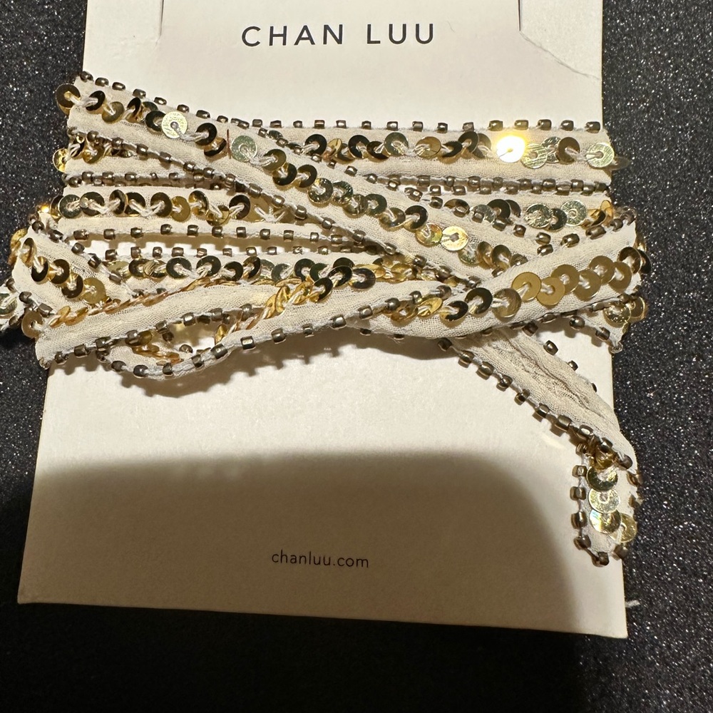 Chan Luu Gold and Cream Sequin necklace